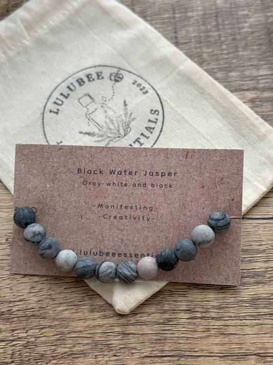 Black Water Jasper Diffuser Bracelet