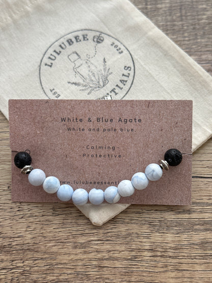 White+Blue Agate Diffuser Bracelet