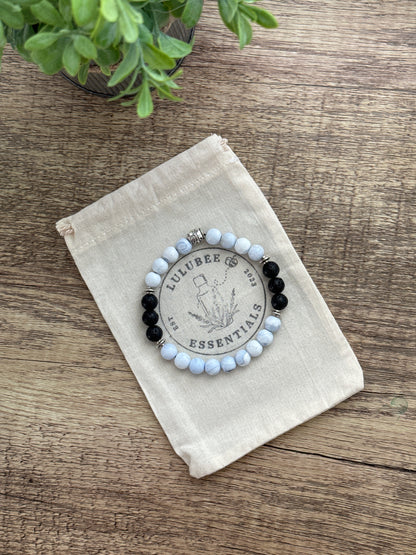 White+Blue Agate Diffuser Bracelet