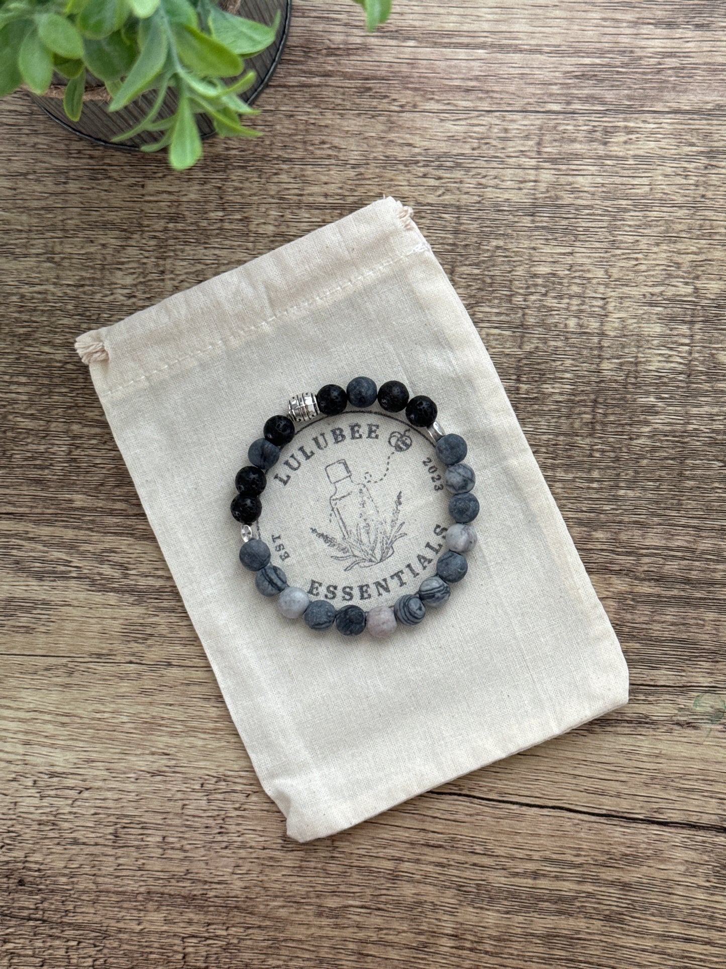 Black Water Jasper Diffuser Bracelet